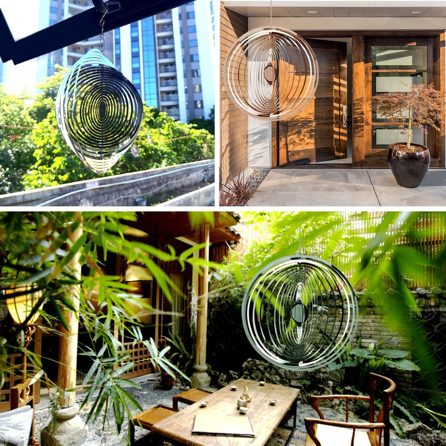 Round 3D rotating wind chime