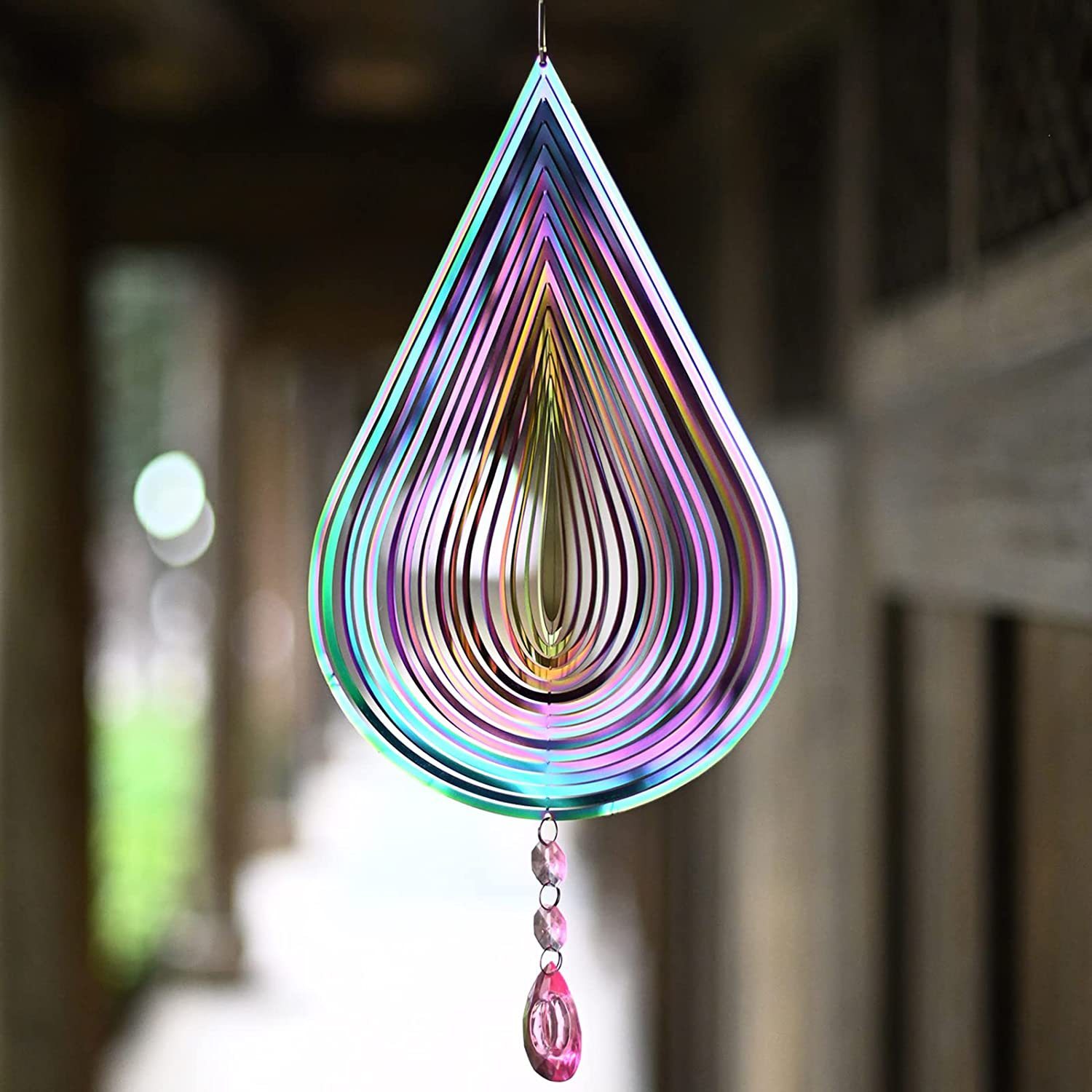Heart shaped 3D rotating wind chime