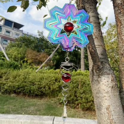 Colorful 3D Snowflake Rotating Wind Chime 2