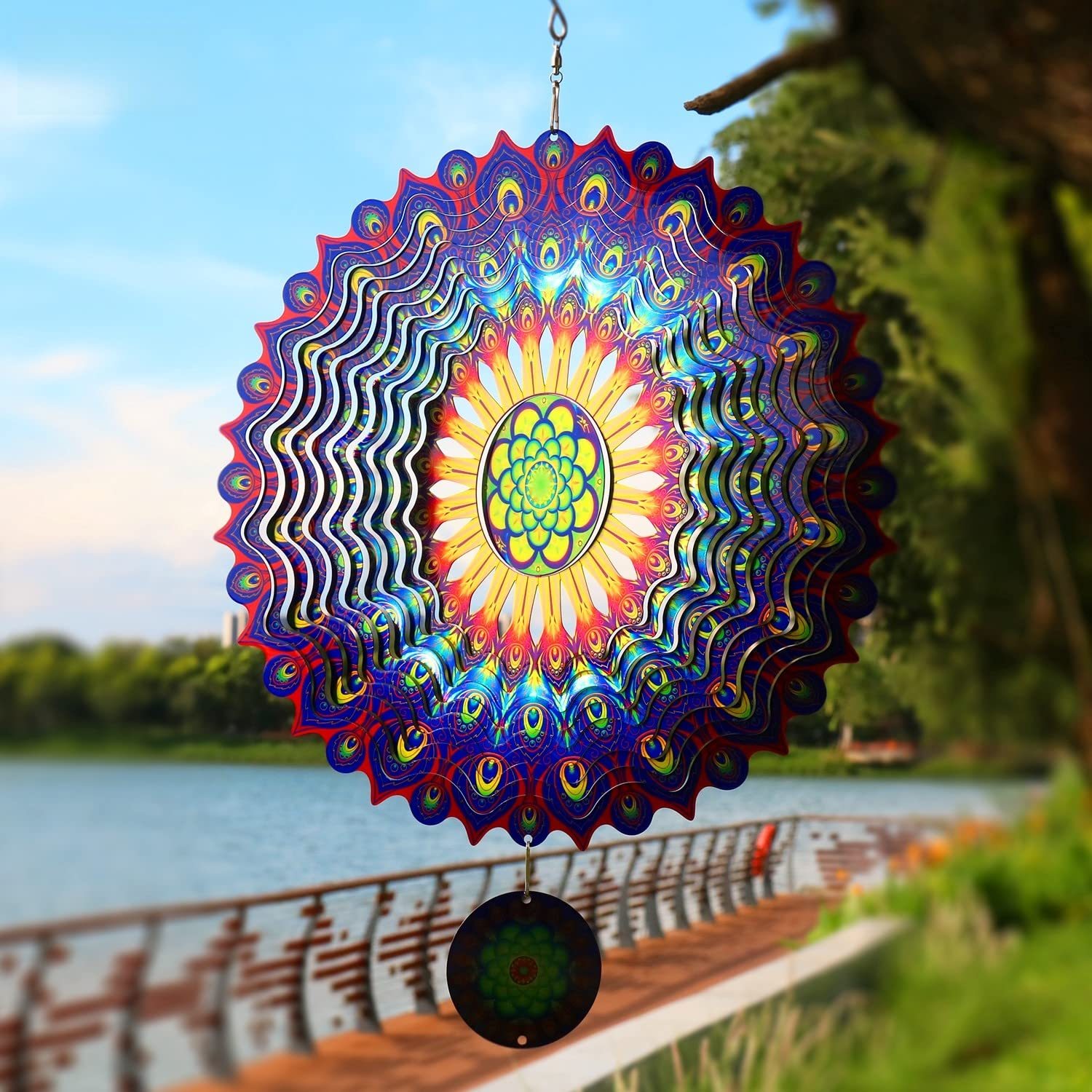 Peacock Feather 3D Rotating Wind Chime