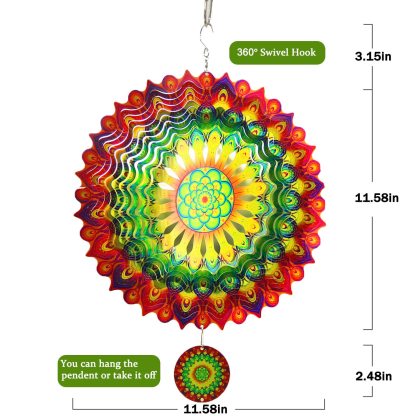 Peacock Feather 3D Rotating Wind Chime
