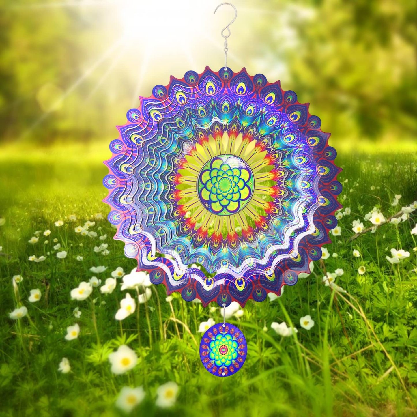 Peacock Feather 3D Rotating Wind Chime