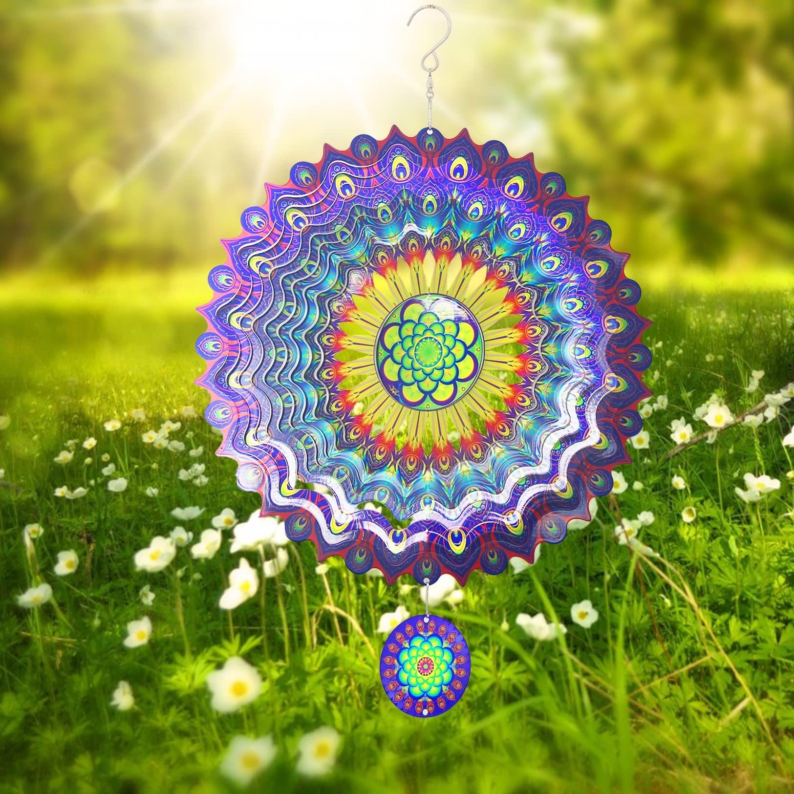 Peacock Feather 3D Rotating Wind Chime