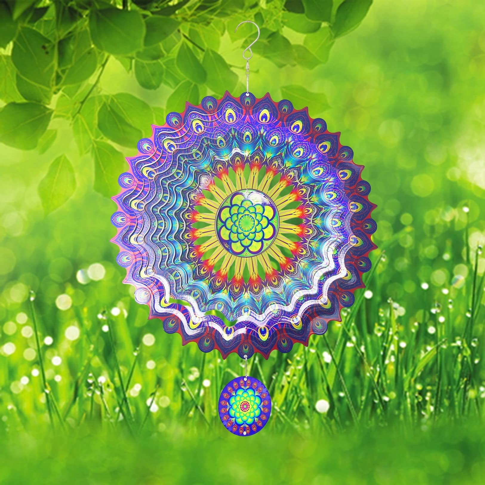 Peacock Feather 3D Rotating Wind Chime