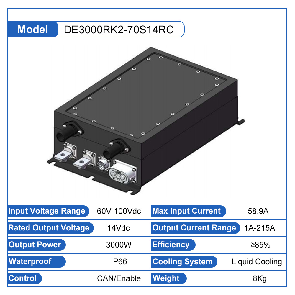 Dilong 3kW Liquid Cooled Waterproof On-Board DC to DC Converter for EV-Dilong Charger