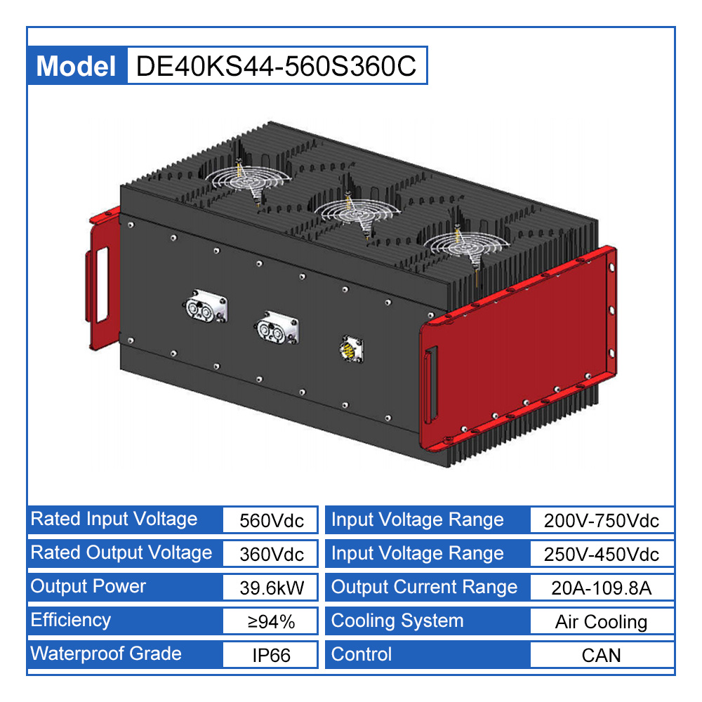 Dilong 40kW HV in to HV out Air Cooled DC DC Converter for Heavy Construction Machinery and Vehicles-Dilong Charger