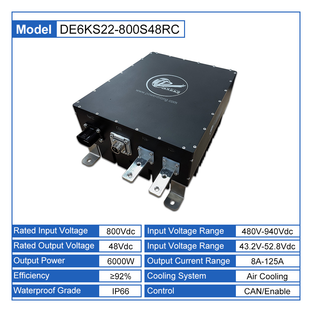 Dilong 6kW Air-cooled On-board HV to LV 14V 28V 48V DC DC Converter for EV-Dilong Charger