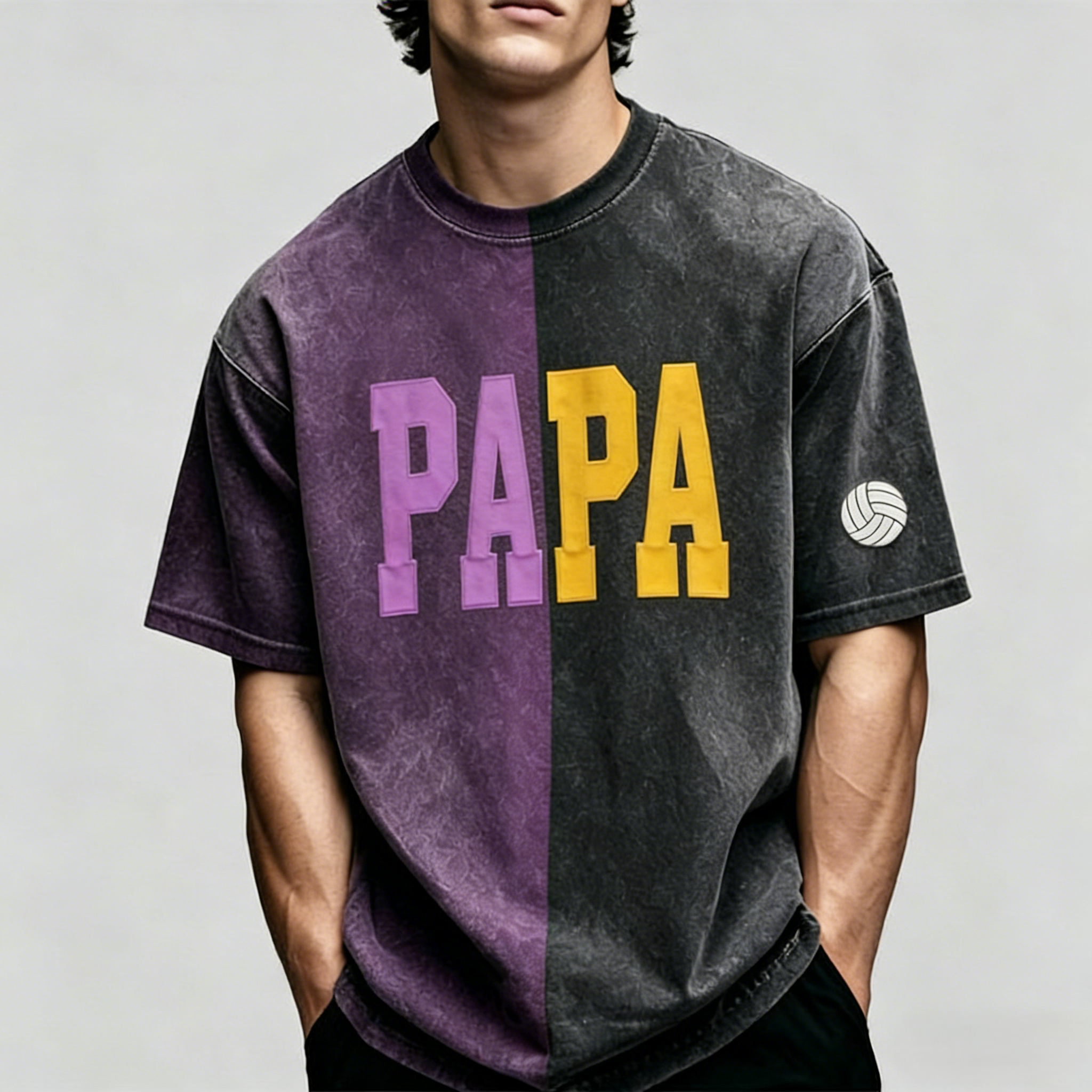 Proudstitch Fabric Applique MAMA Two Tone Embroidered Vintage Washed T-Shirt For Game Day