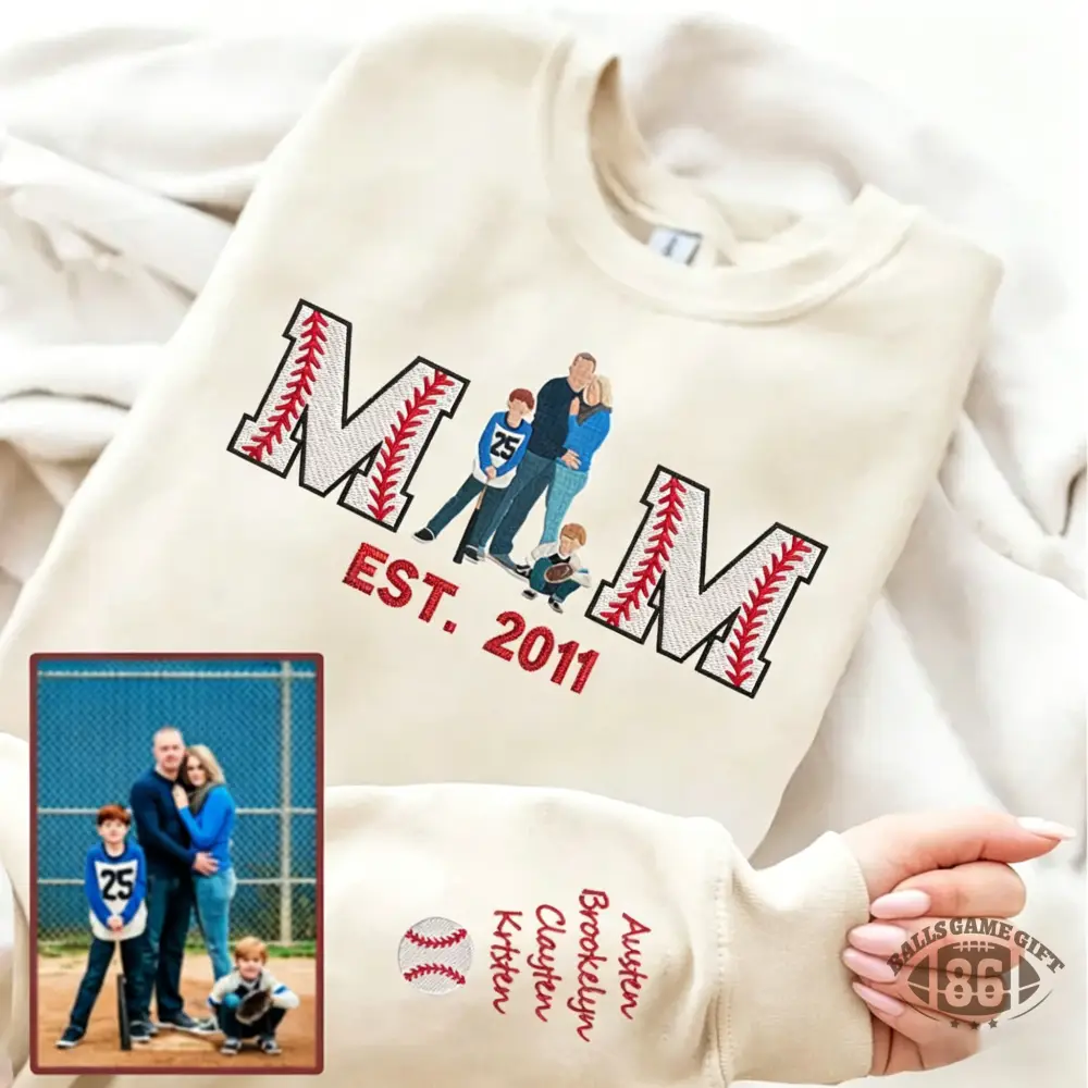 Proudstitch Embroidered Baseball Mom or Dad with Personalized Photo Baseball Mom Dad Sweatshirt