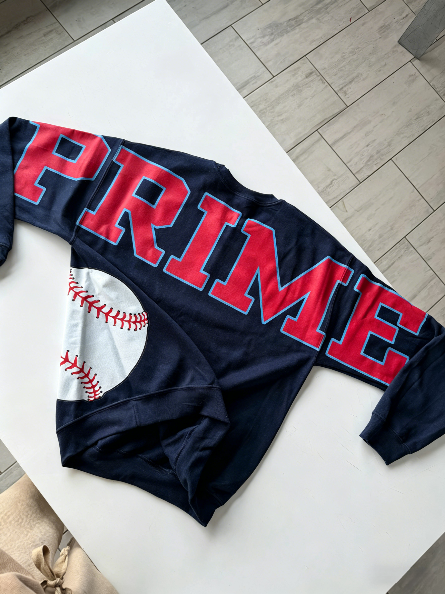 Retro Varsity Crewneck Sweatshirt, Vintage School Spirit Pullover, Oversized Casual Top