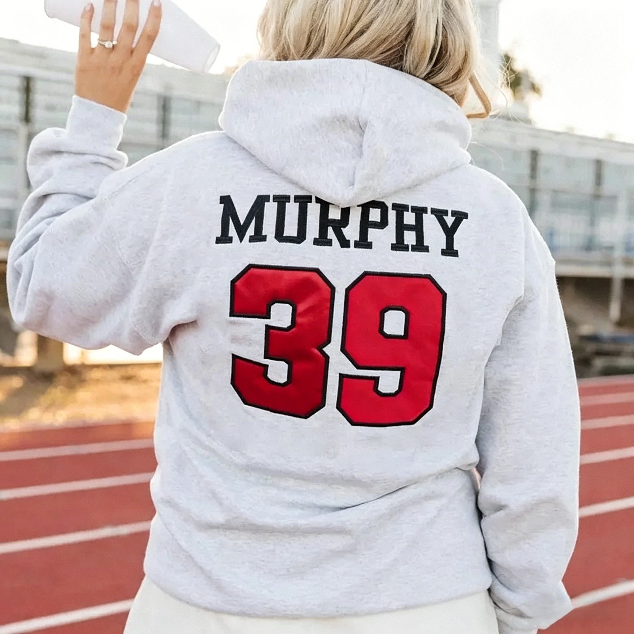 Personalized Embroidered Gameday Number Sports Team Football Mom Hoodie