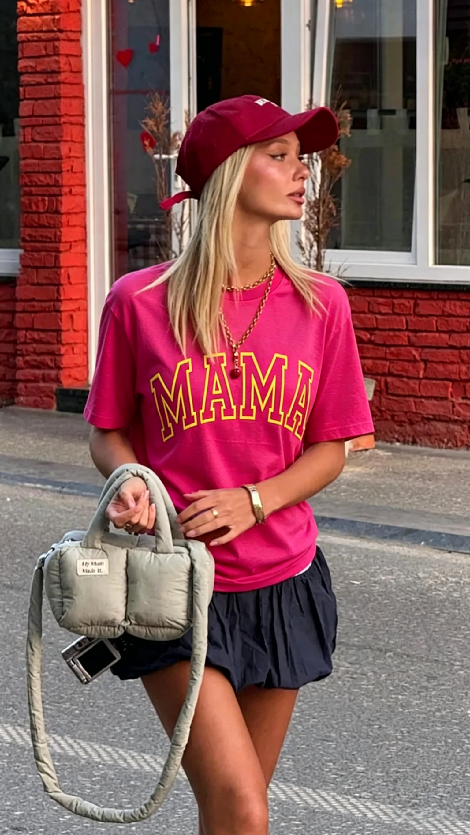 Cute MAMA Puff Print T-Shirt, The Perfect Summer Mom Gift