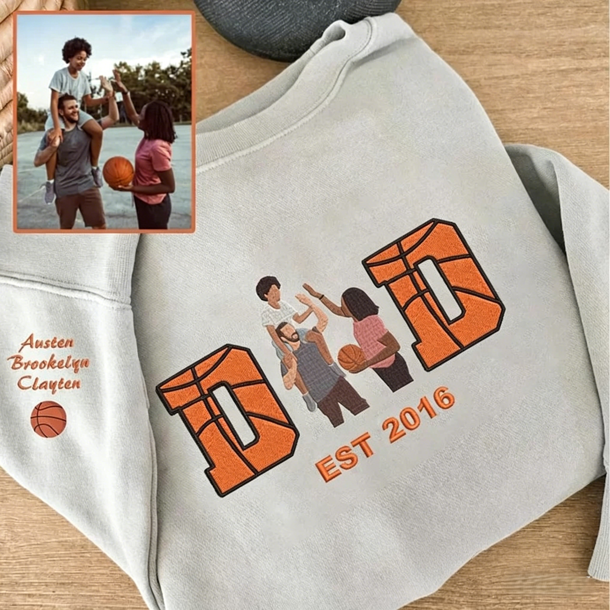  Embroidered Basketball Mom or Dad with Personalized Photo Basketball Mom Dad Sweatshirt
