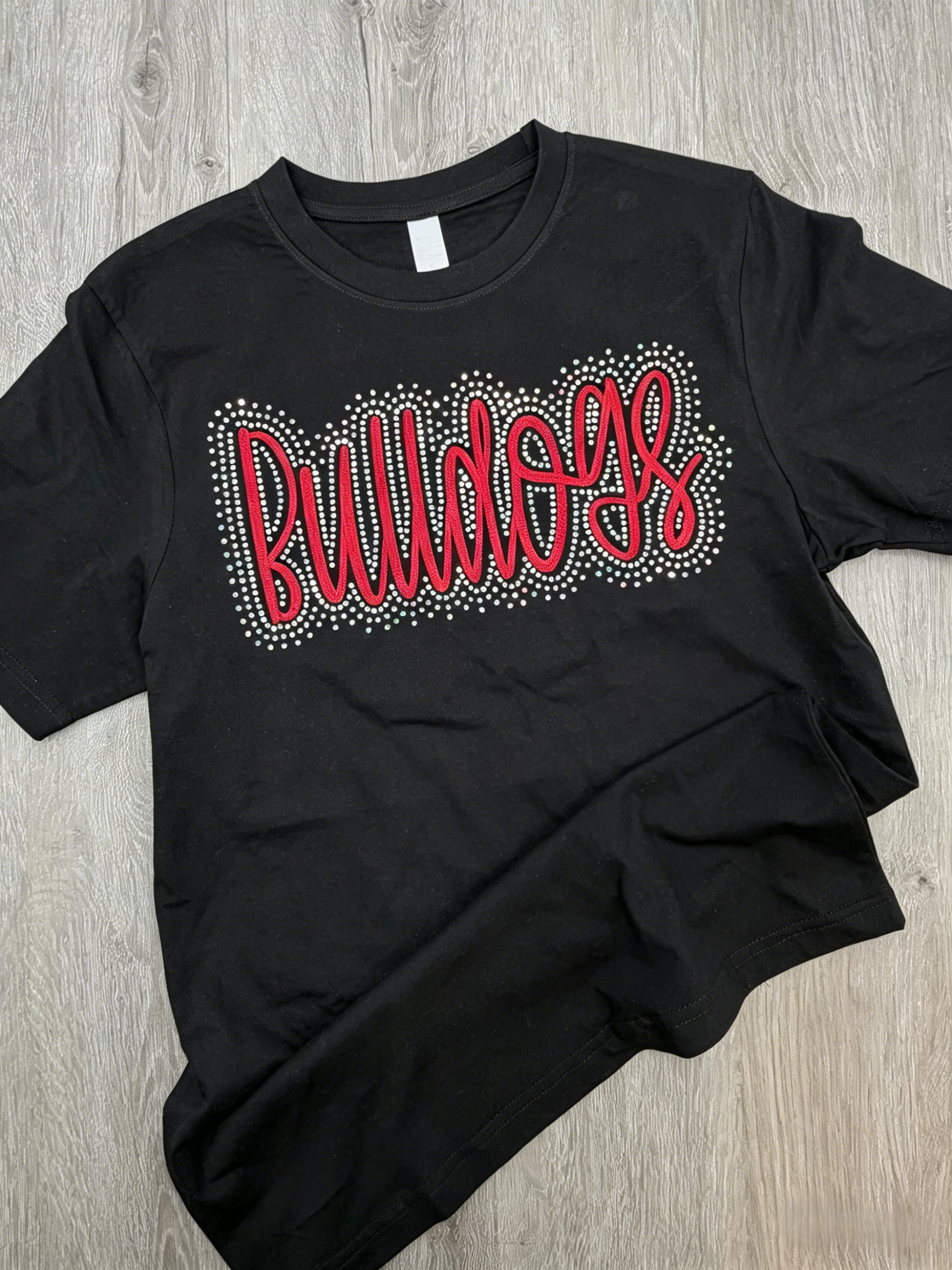 Custom Team Name Bulldogs  Embroidered & Bling Sweatshirt T-shirt Hoodie