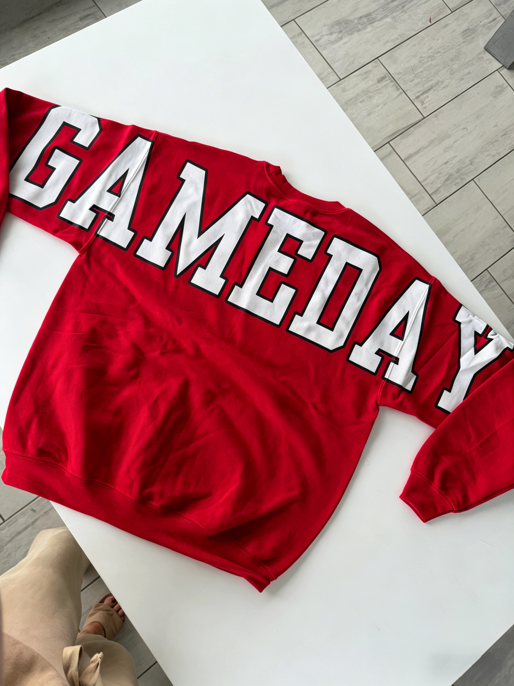 Retro Varsity Crewneck Sweatshirt, Vintage School Spirit Pullover, Oversized Casual Top