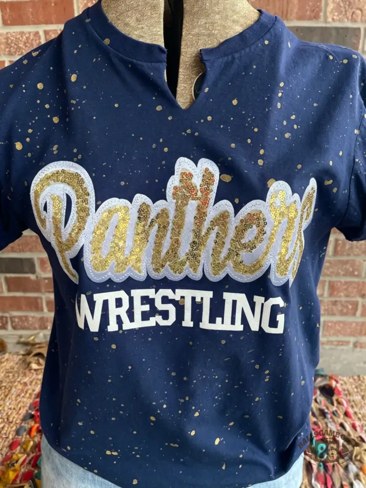 Custom Sports Mom Shirt ✨ Personalized Mascot Tee – Sparkle Game Day T-Shirt for Wrestling Moms