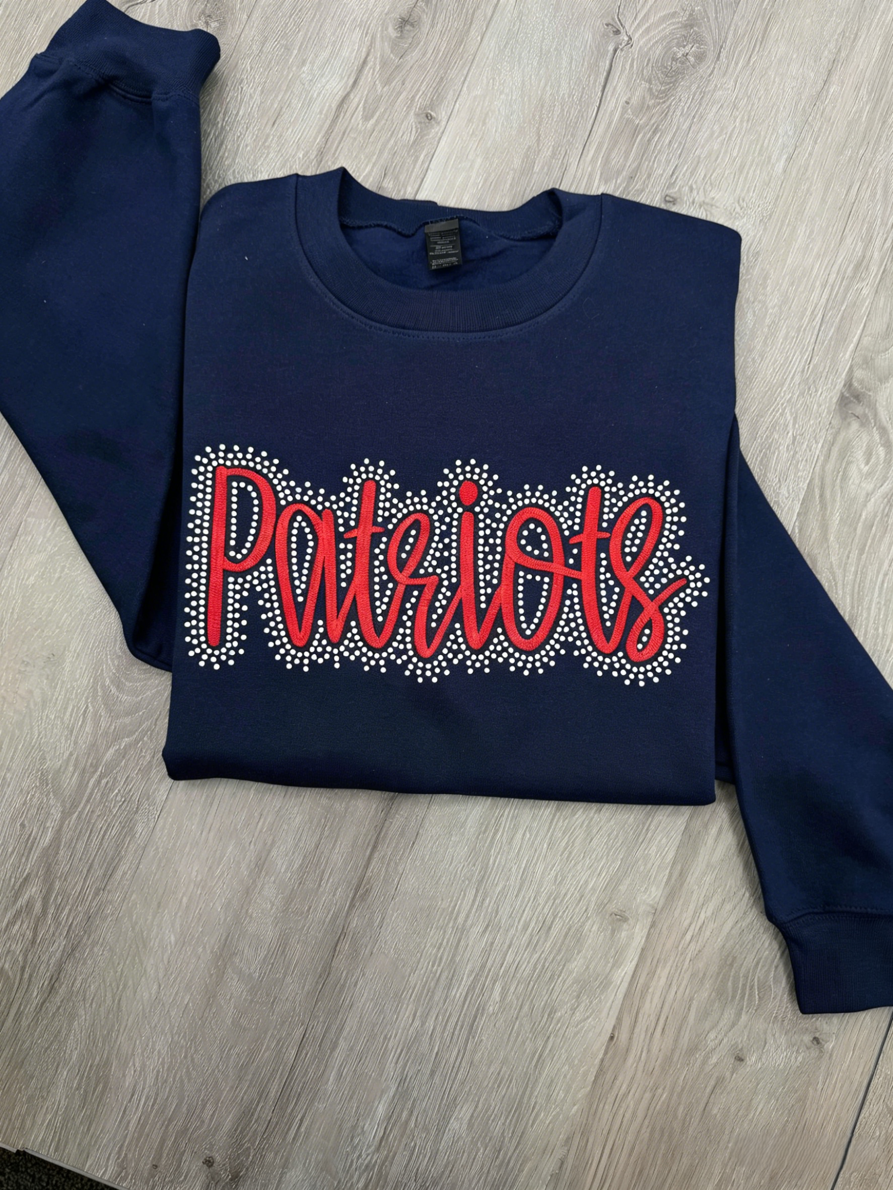 Custom Team Name Patriots Embroidered & Bling Sweatshirt T-shirt Hoodie