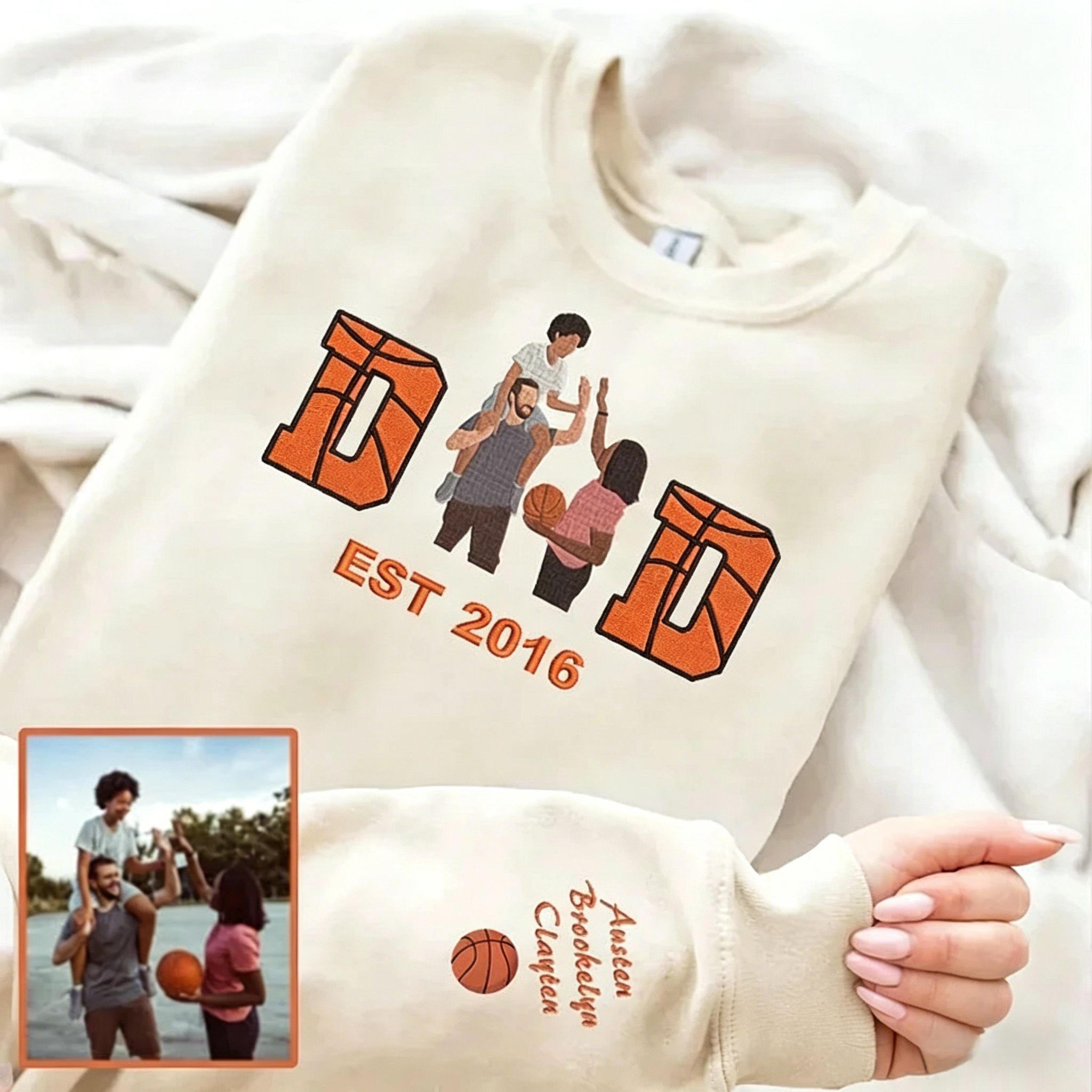  Embroidered Basketball Mom or Dad with Personalized Photo Basketball Mom Dad Sweatshirt