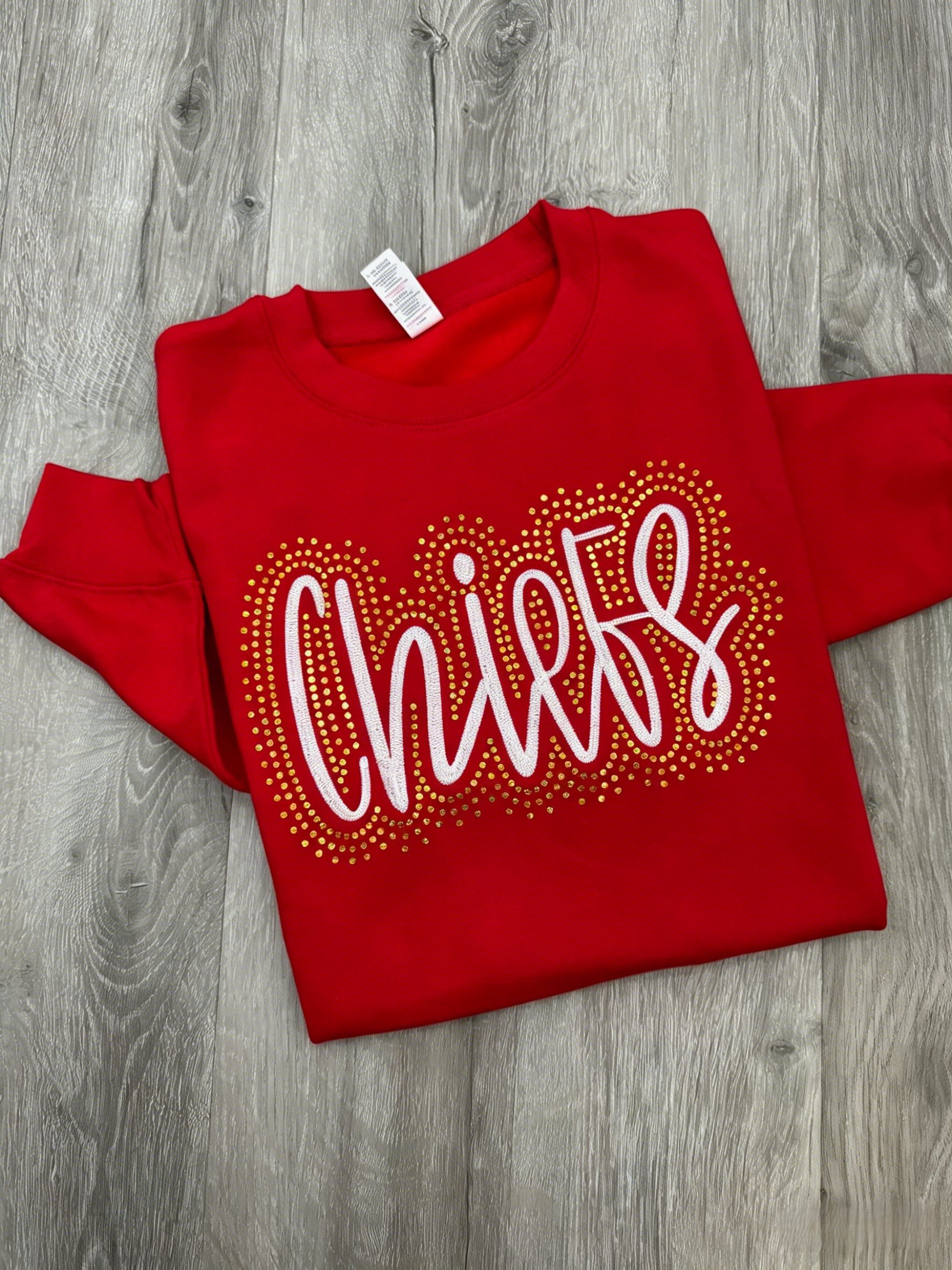 Custom Team Name Chiefs Embroidered & Bling Sweatshirt T-shirt Hoodie