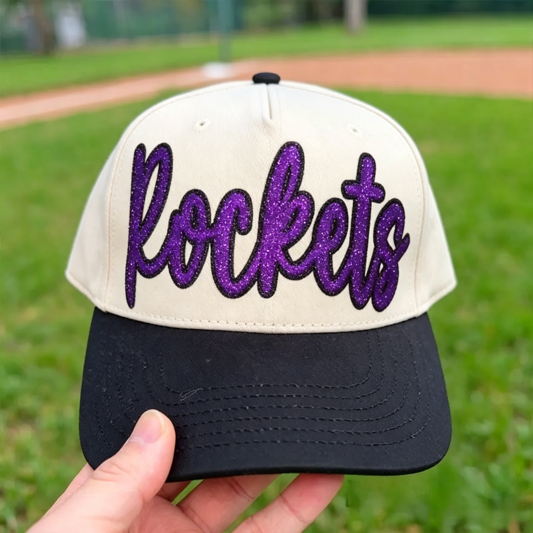 Las Vegas Raiders Inspired Glitter Script Hat - Sparkly Letter Adjustable Trucker Cap