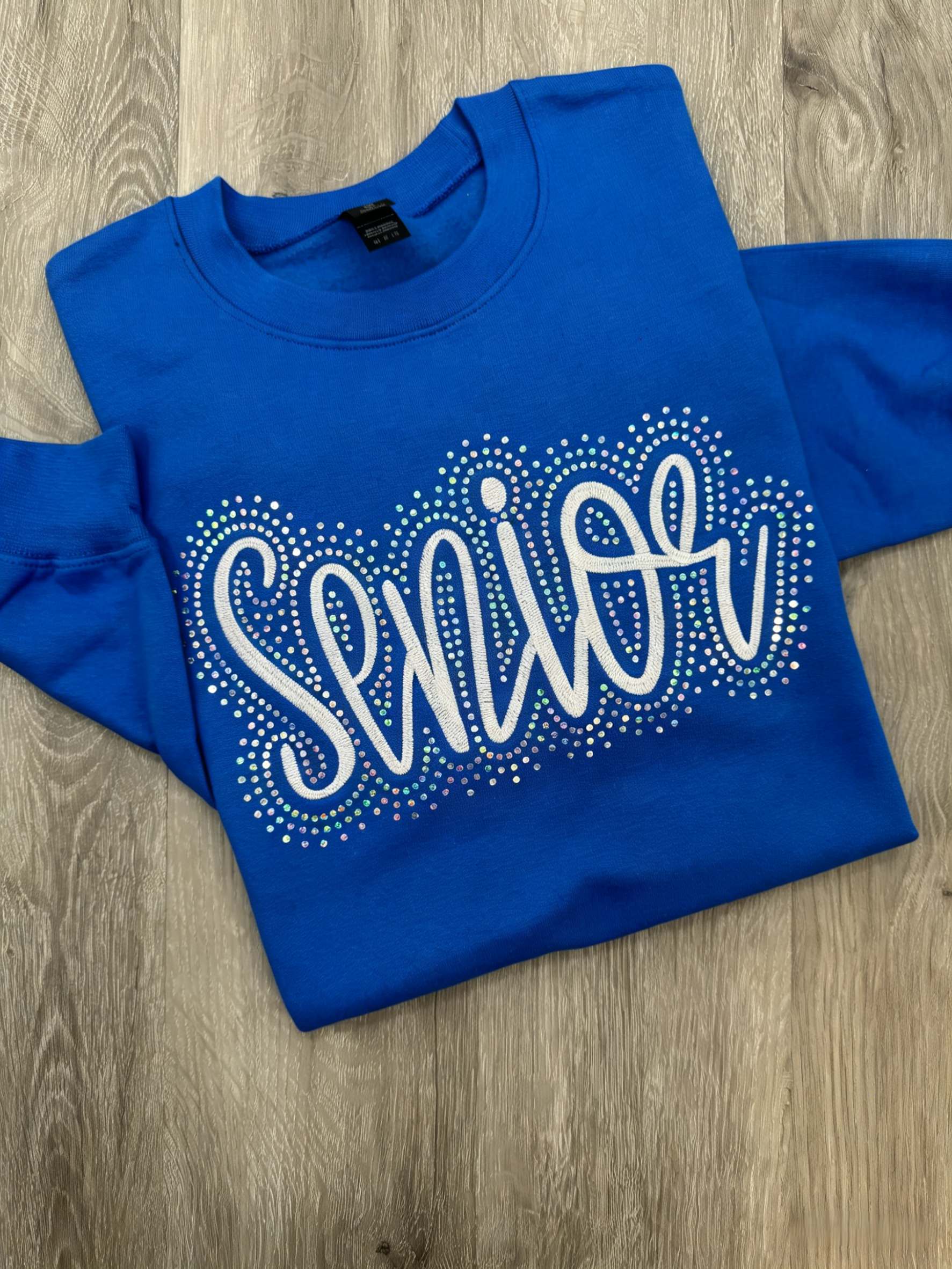 Custom Team Name Senior Embroidered & Bling Sweatshirt T-shirt Hoodie