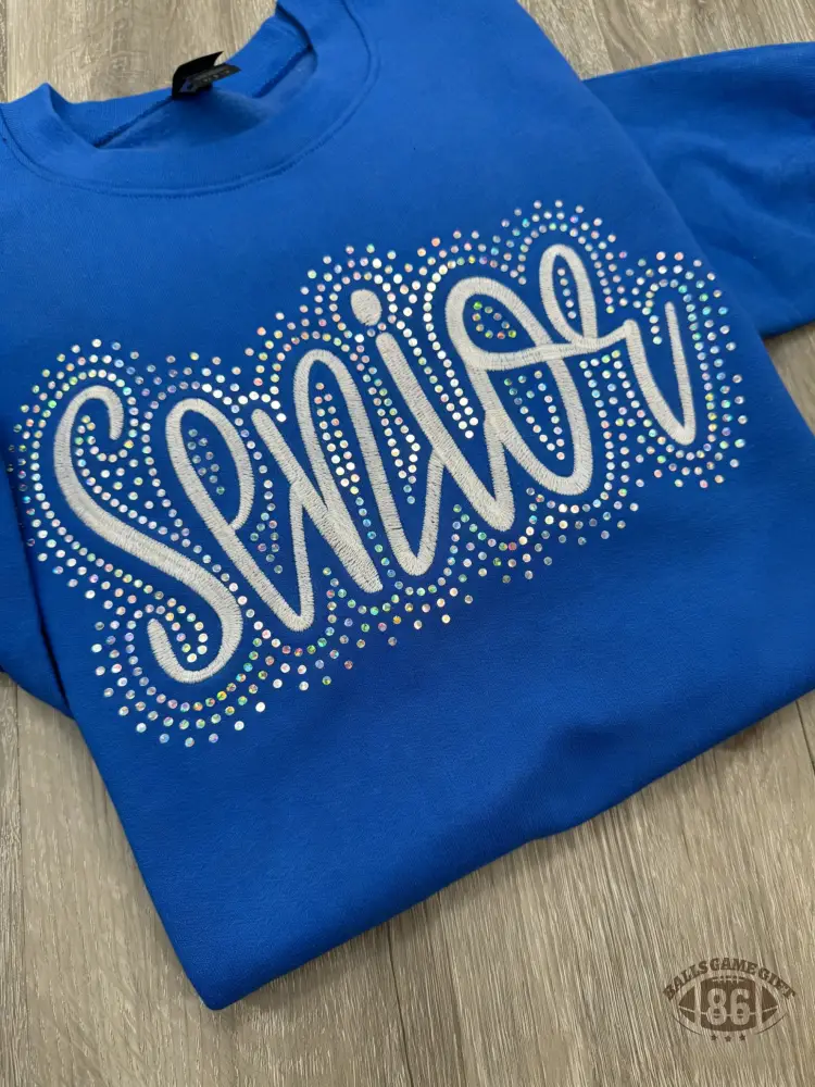 Custom Team Name Senior Embroidered & Bling Sweatshirt T-shirt Hoodie