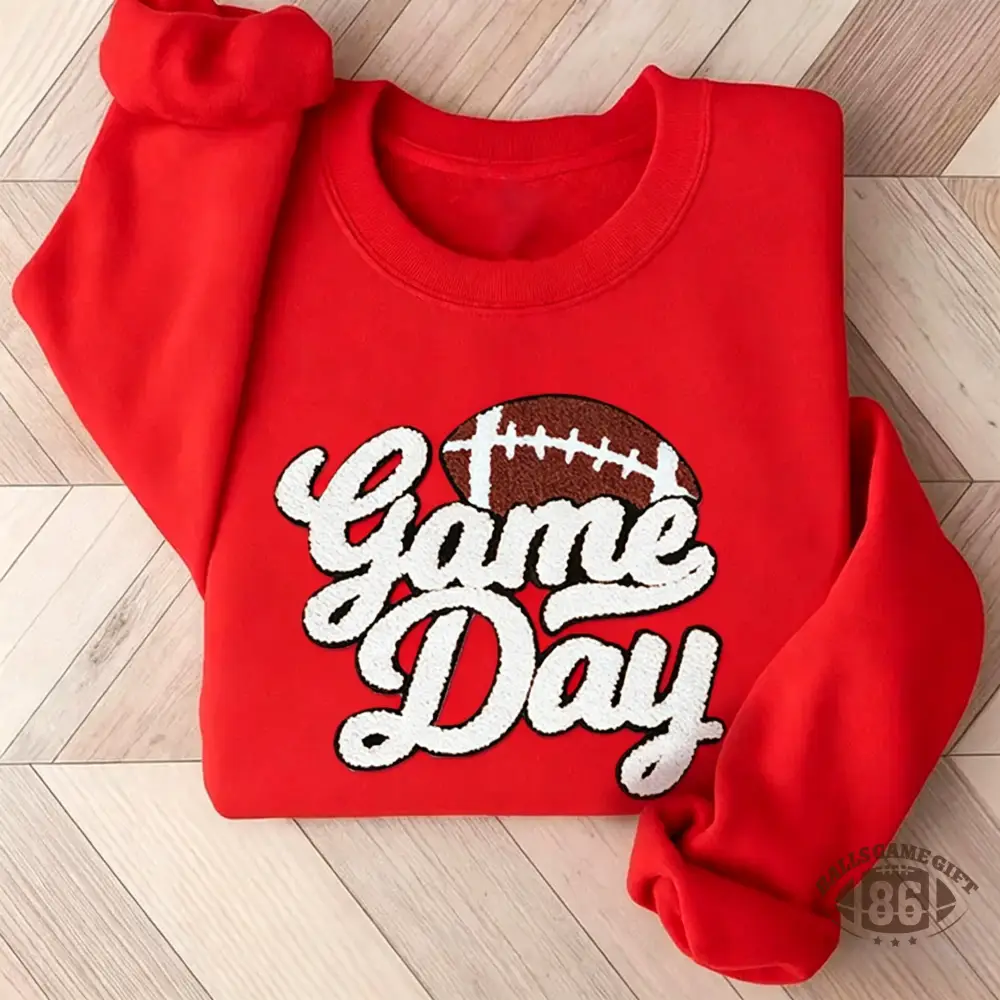 Game Day Football Chenille Patch Crewneck Sweatshirt