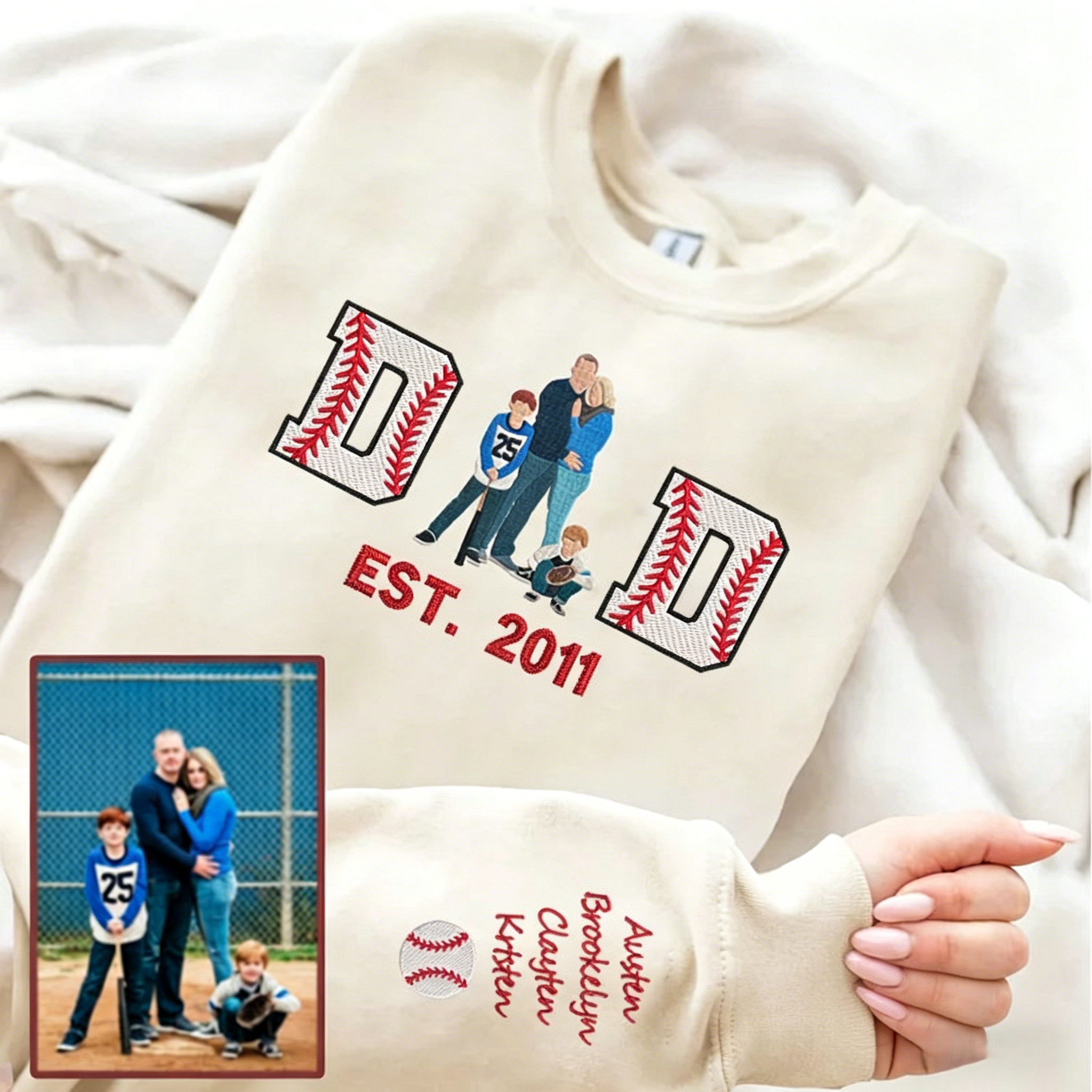 Proudstitch Embroidered Baseball Mom or Dad with Personalized Photo Baseball Mom Dad Sweatshirt