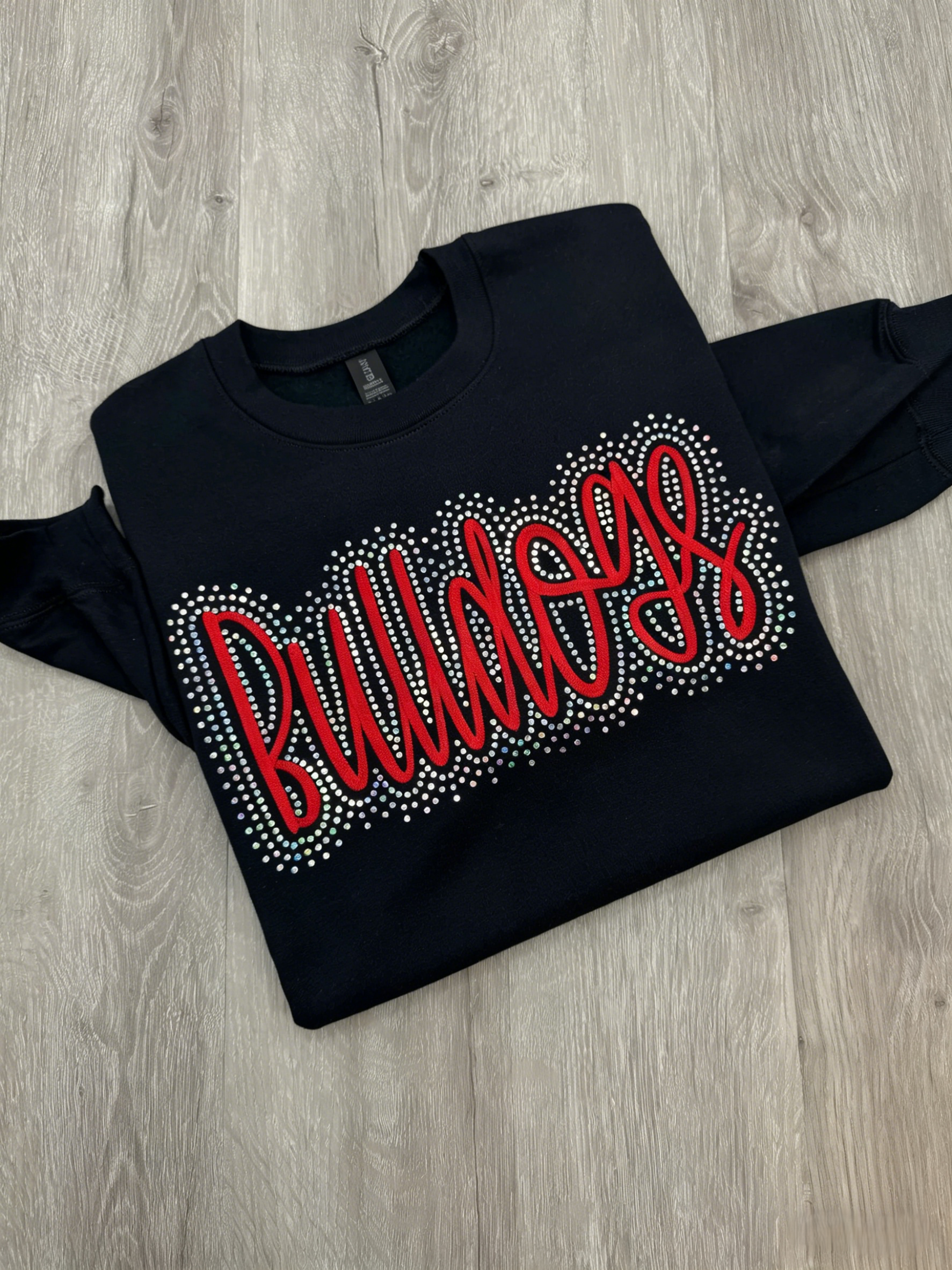 Custom Team Name Bulldogs Embroidered & Bling Sweatshirt T-shirt Hoodie