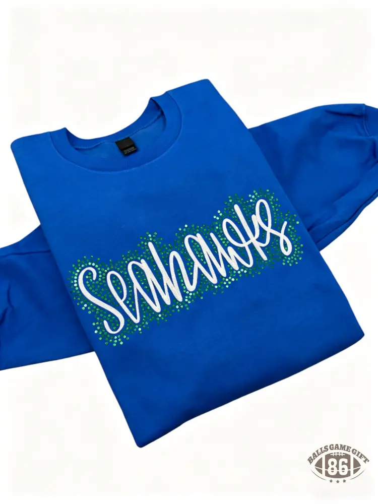 Custom Seahawks Embroidered & Bling Sweatshirt T-shirt Hoodie For Mom Dad