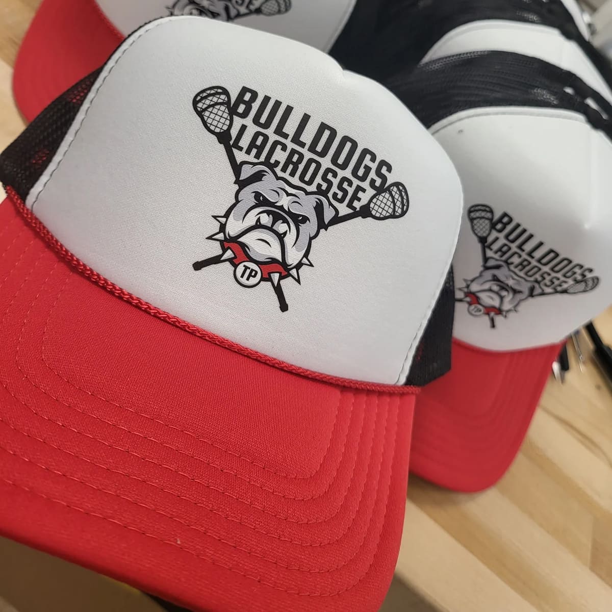 Custom Vintage Mascot Lacrosse Mesh Trucker Hat