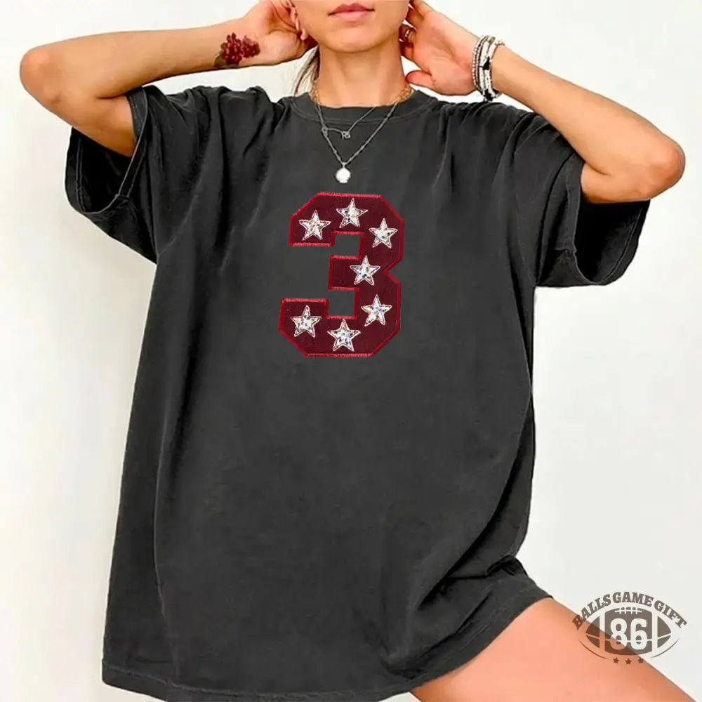 Custom Team Number with Stars Washed Sweatshirt Personalized Numbers