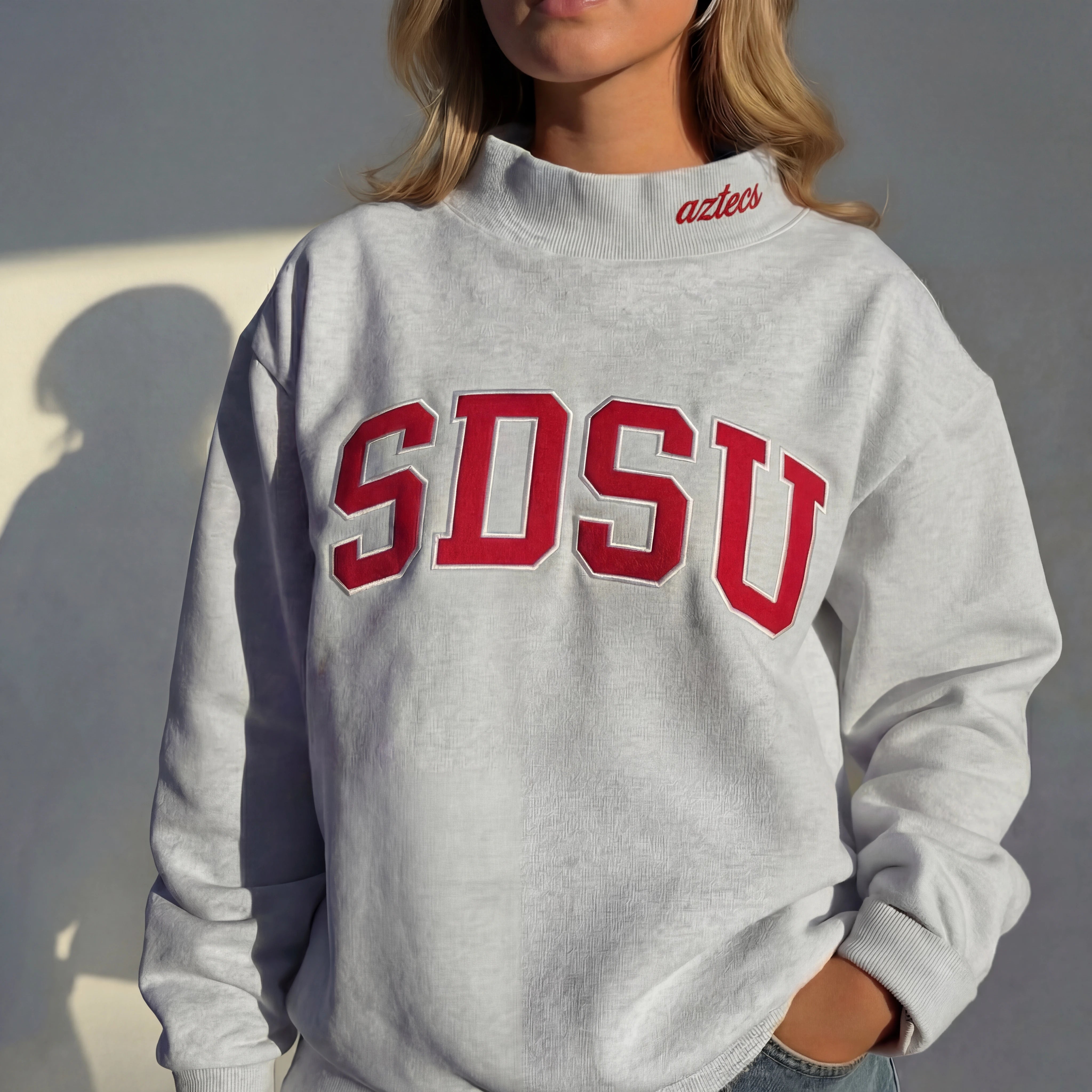 Custom Embroidered Mock Neck Team Name Sweatshirt Gifts for Sports Fans