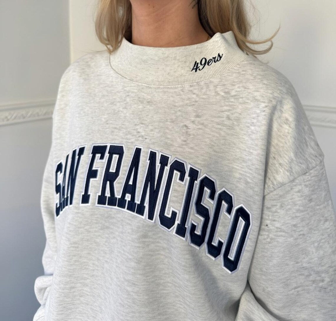 Custom Embroidered Mock Neck Team Name Sweatshirt Gifts for Sports Fans