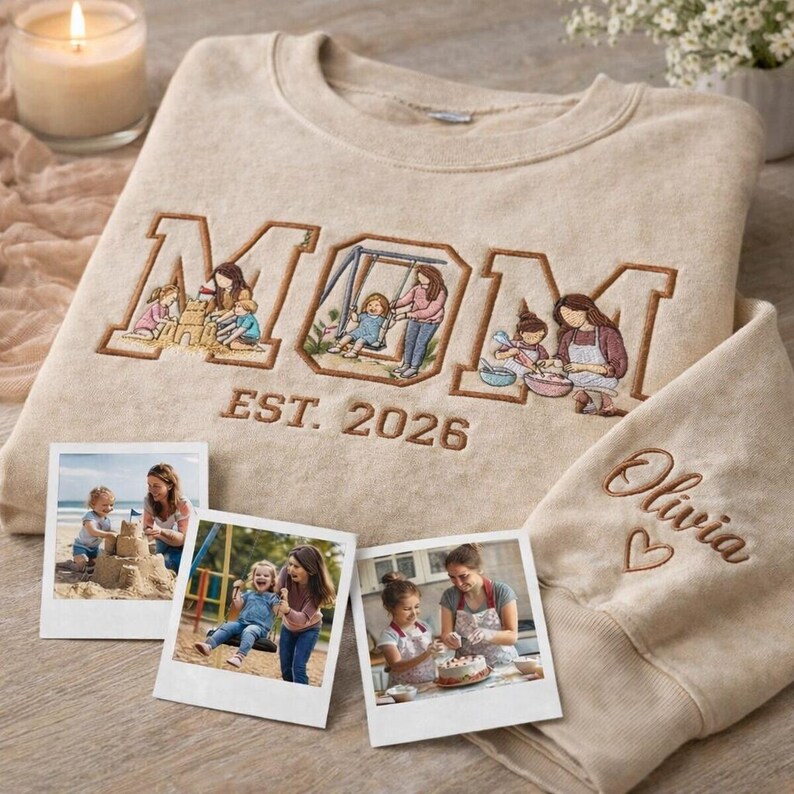Custom Family Embroidered Sweatshirt – Personalized Mother’s Day Gift for Mom & Dad