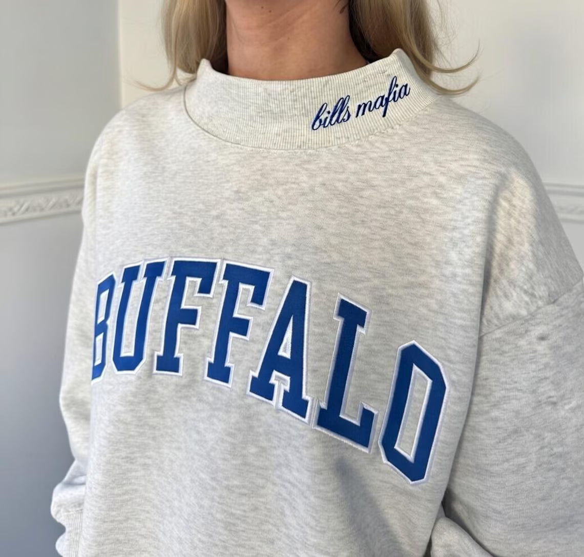 Custom Embroidered Mock Neck Team Name Sweatshirt Gifts for Sports Fans