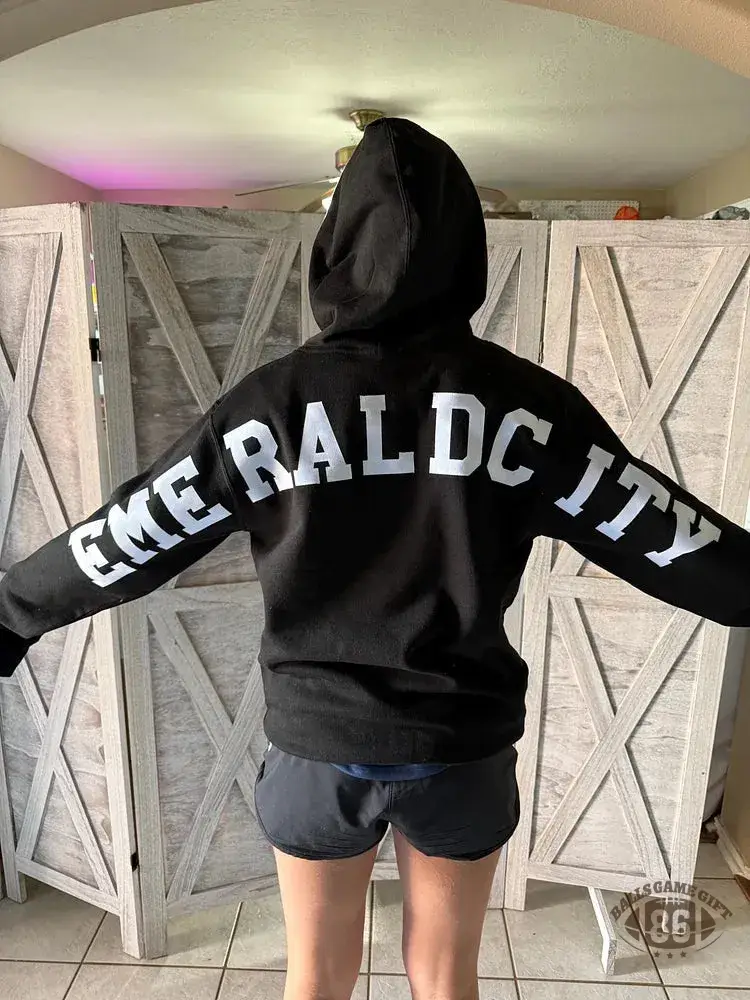 Custom Oversized Lettering Varsity Collegiate Hooded Sweatshirt