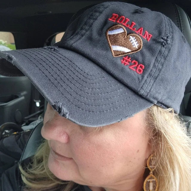 Custom Embroidered Baseball Cap with Baseball Heart