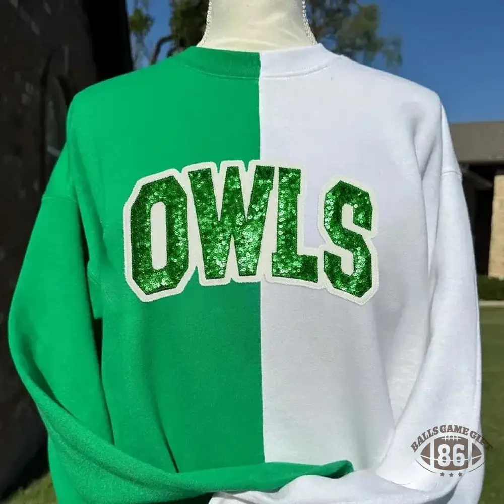 Personalized School Team Sequins Appliqué Sweatshirt – Two-Tone Split Crewneck
