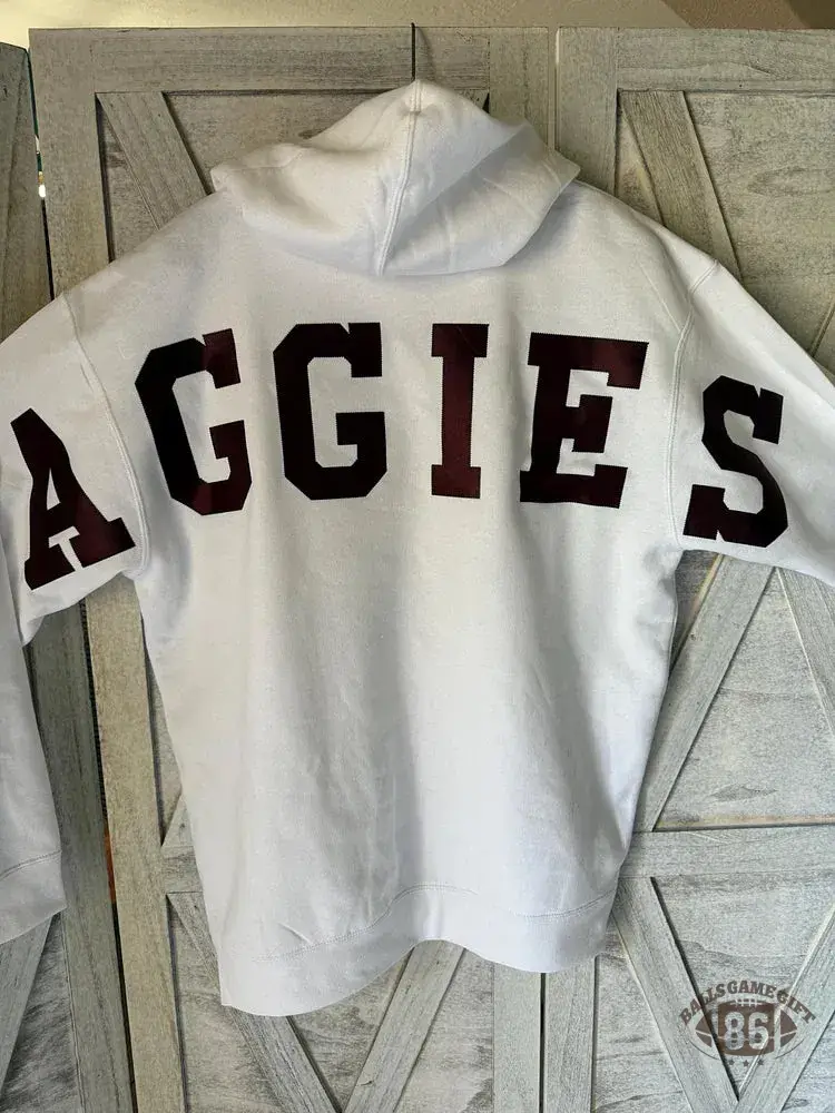 Custom Oversized Lettering Varsity Collegiate Hooded Sweatshirt