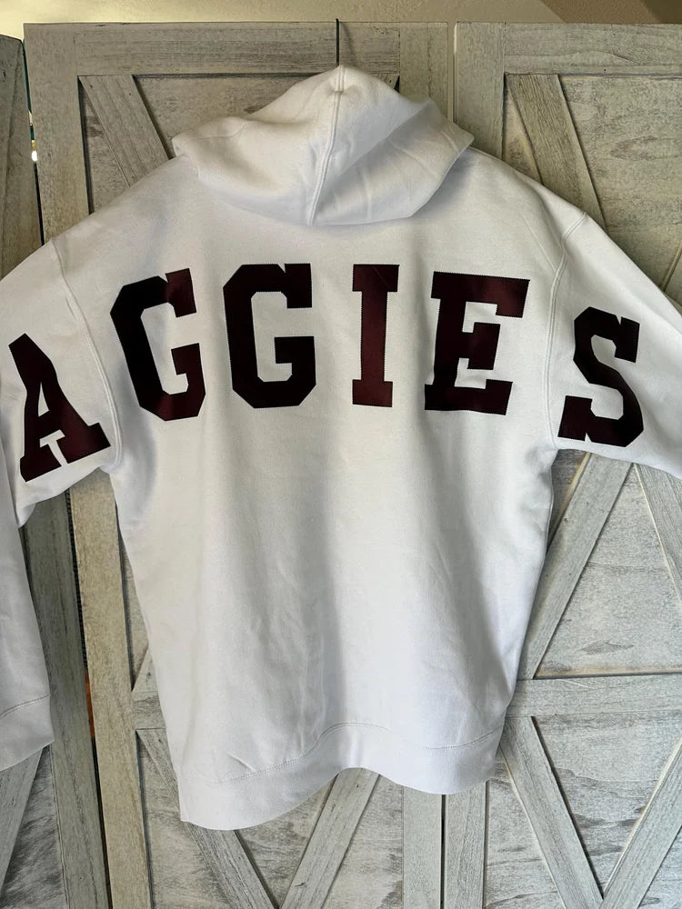 Custom Oversized Lettering Varsity Collegiate Hooded Sweatshirt