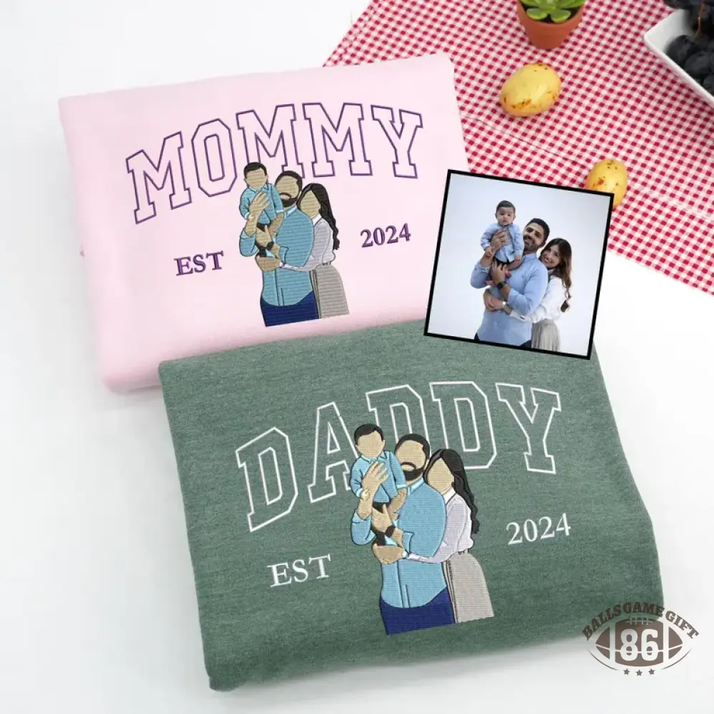 Custom Mama Sweatshirt, Embroidered Kids Portrait Crewneck, Unique Mother's Day Gift Keepsake Gift