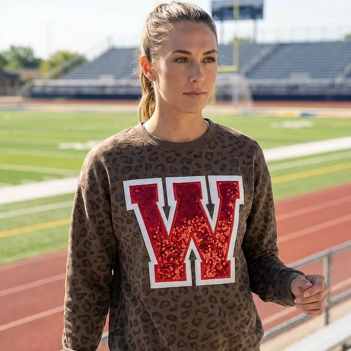 Custom Sequin Letters Sweatshirt – Personalized Glitter Numbers, Sports Fan Gift | Gifts for Sports Mom