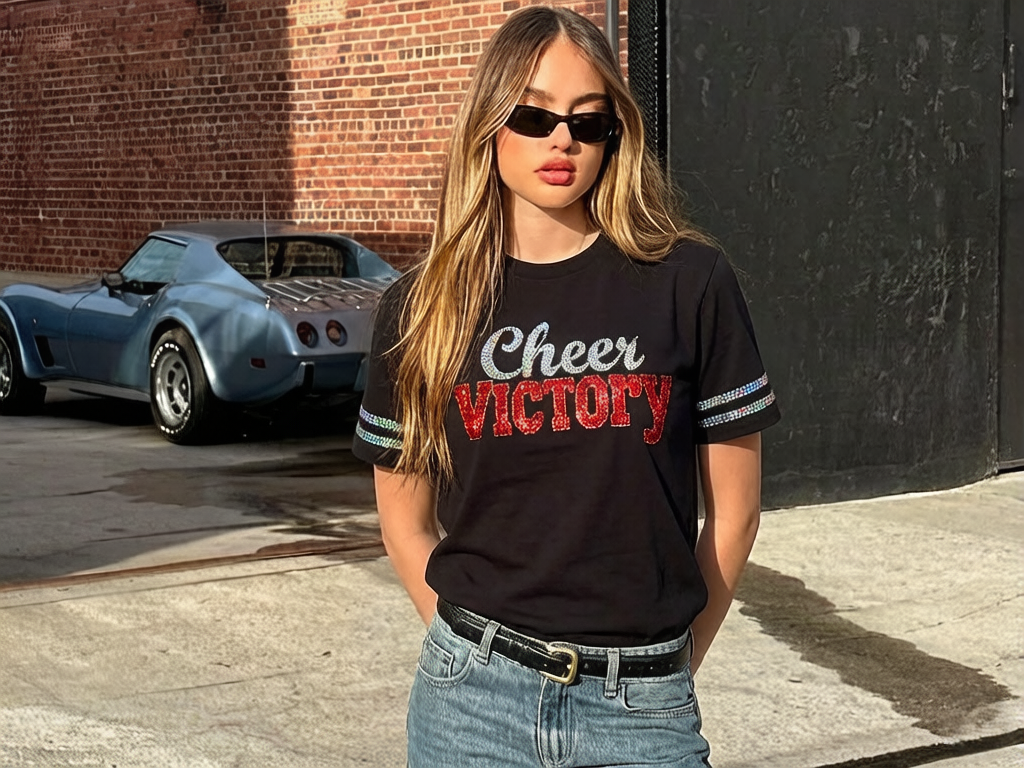 Your Go-To Cheer Mom Shirt ✨ Sparkly, Bold & Perfect for Game Day