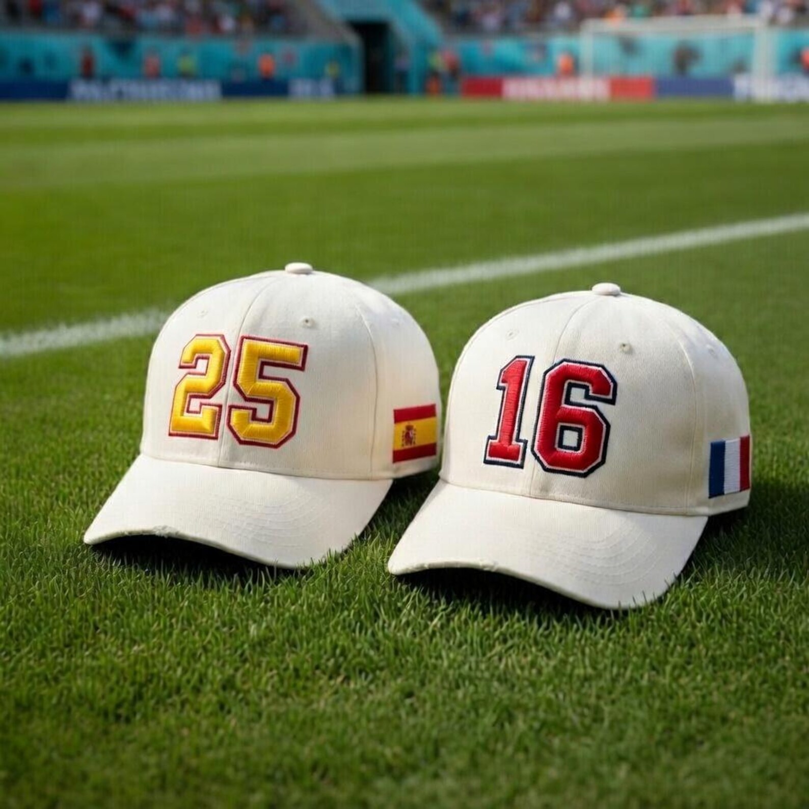 2026 World Cup Custom Soccer Hat | 3D Embroidered Number + National Flag Baseball Cap