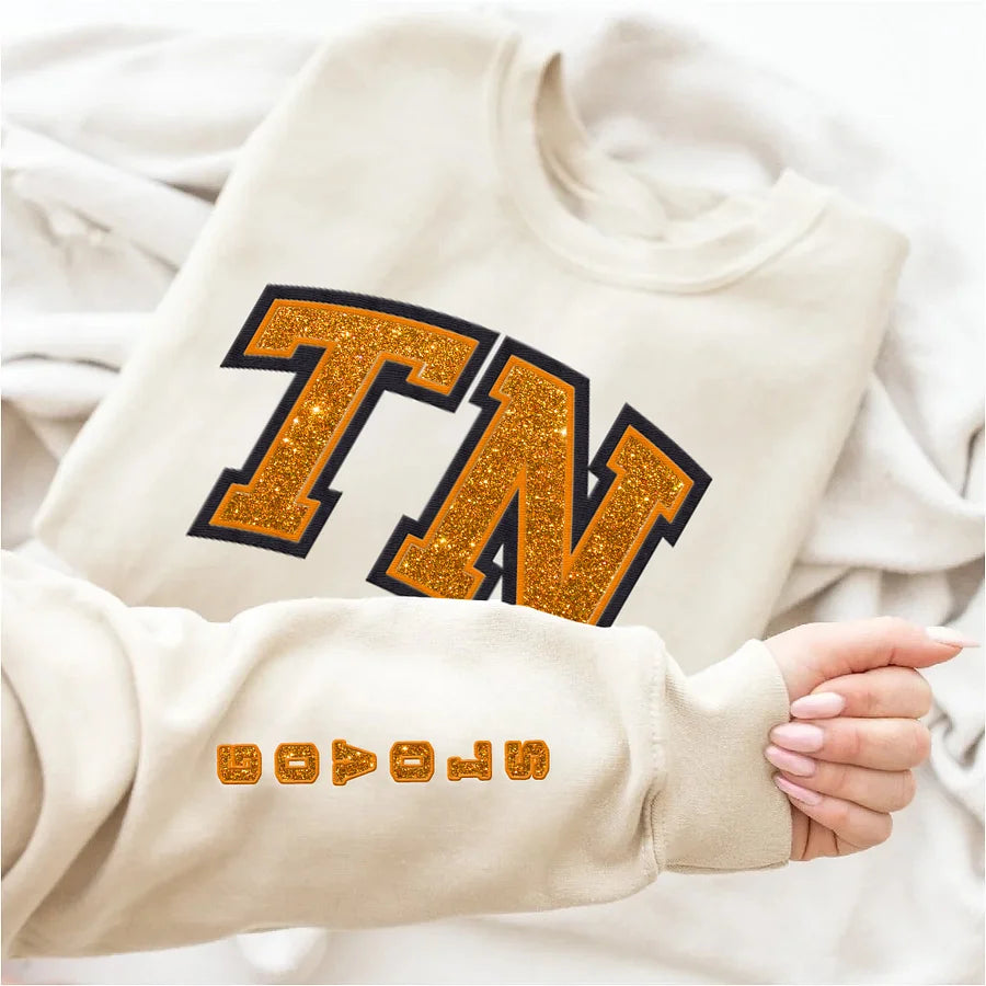 Custom Team Glitter Embroidered Sweatshirt Hoodie T-shirt