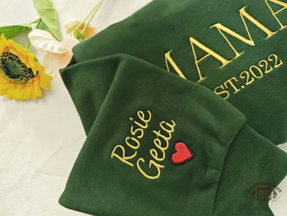 Personalized Mama Full Embroidered Sweatshirt, New Mom Outfit, Mother's Day Gifts.