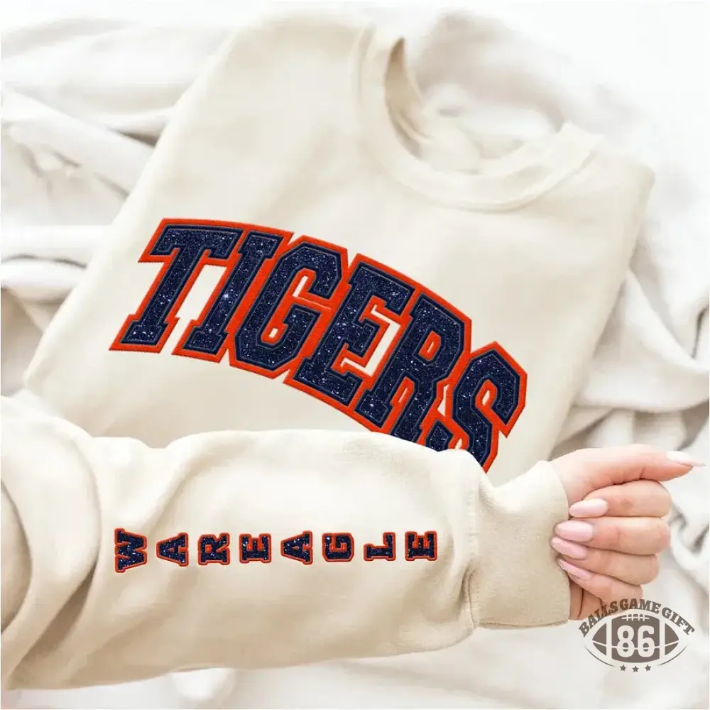 Custom Team Glitter Embroidered Sweatshirt Hoodie T-shirt