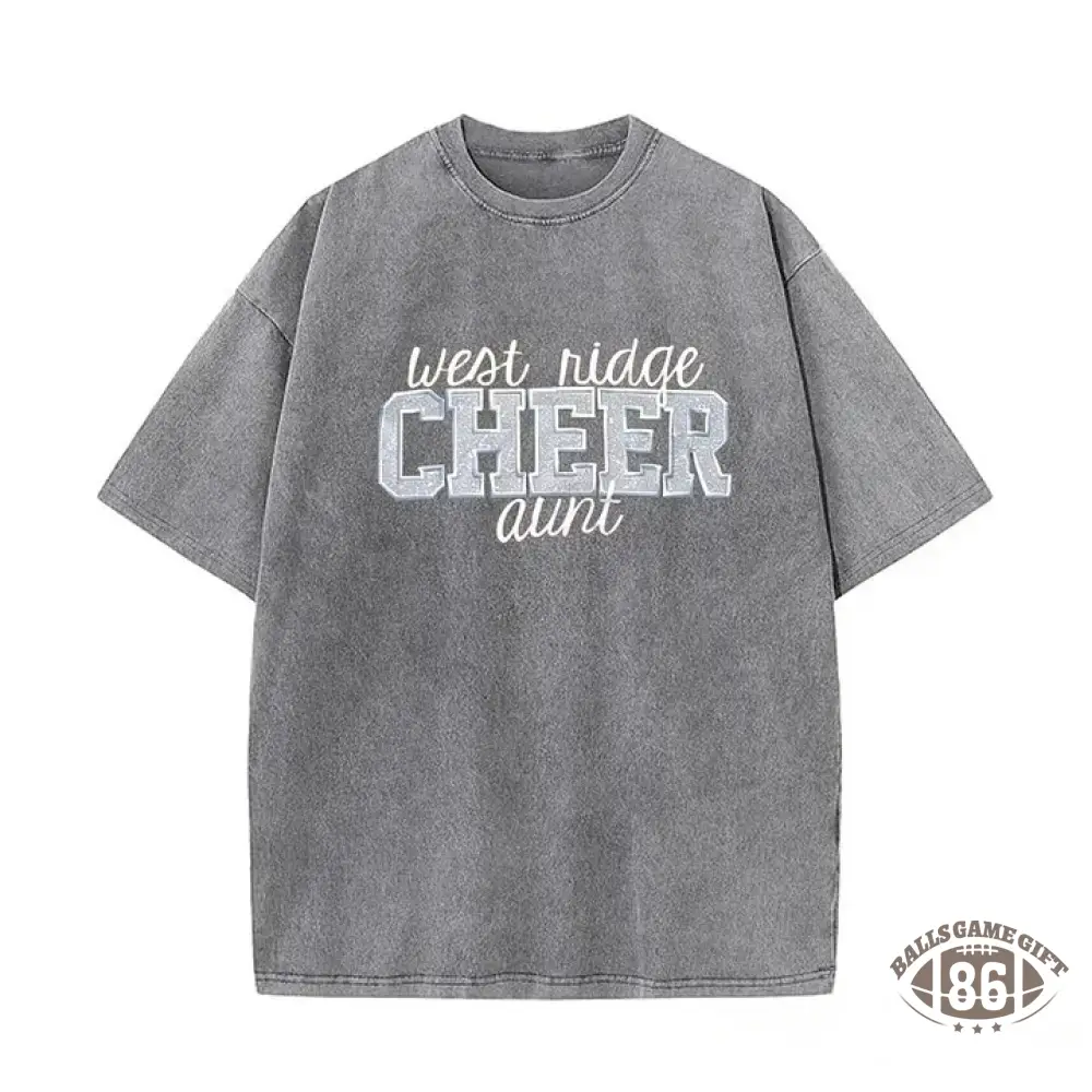 Personalized Custom Glitter Embroidered Cheer Mom Washed T-Shirt