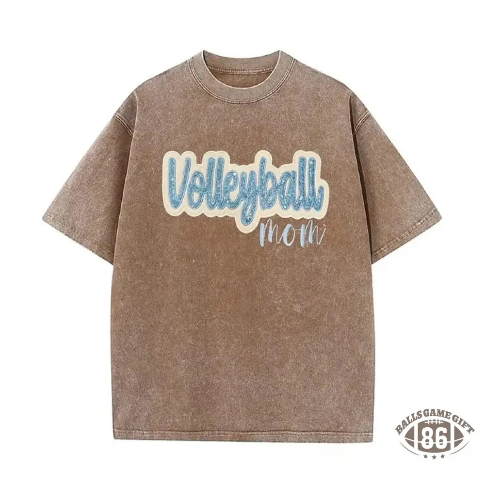Sequin Volleyball Game Day Distressed T-Shirt with Side Bow Detail